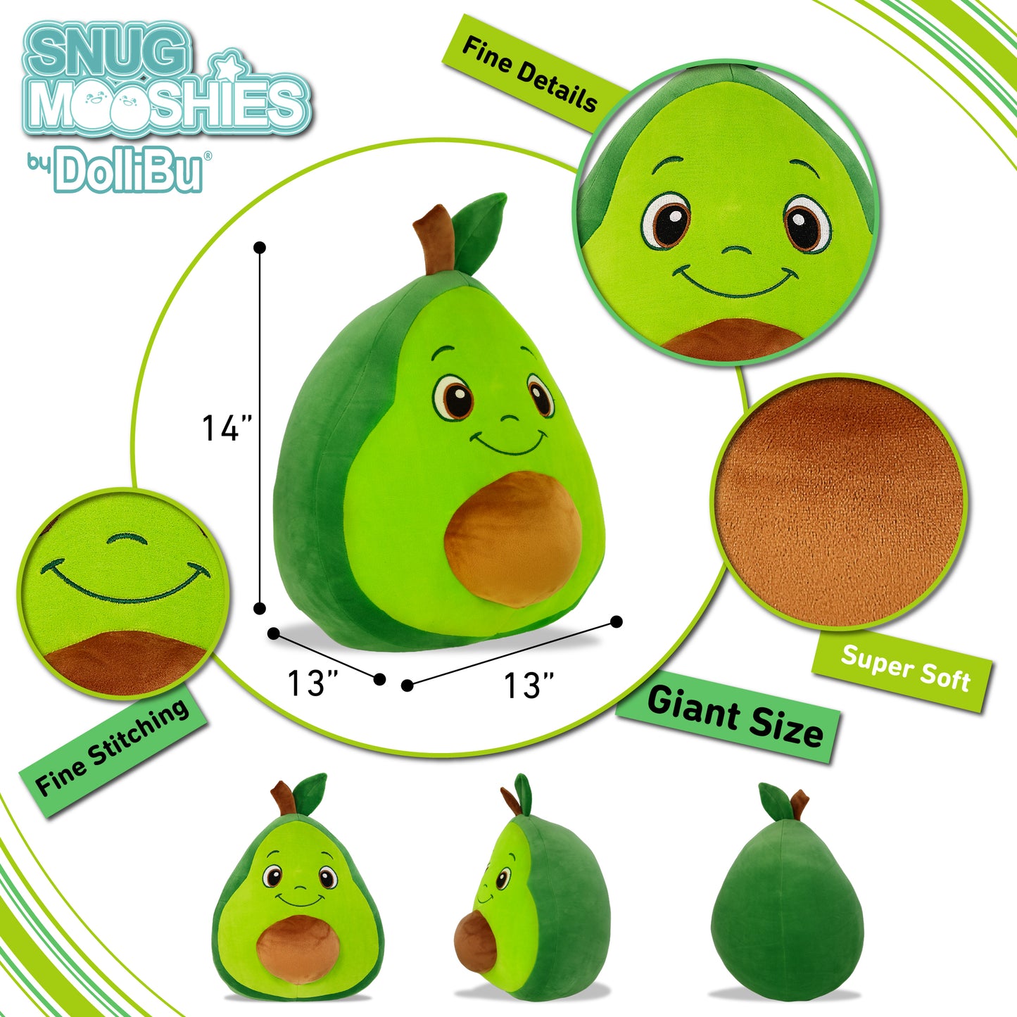 SNUG-MOOSHIES PLUSH - AVOCADO 14"