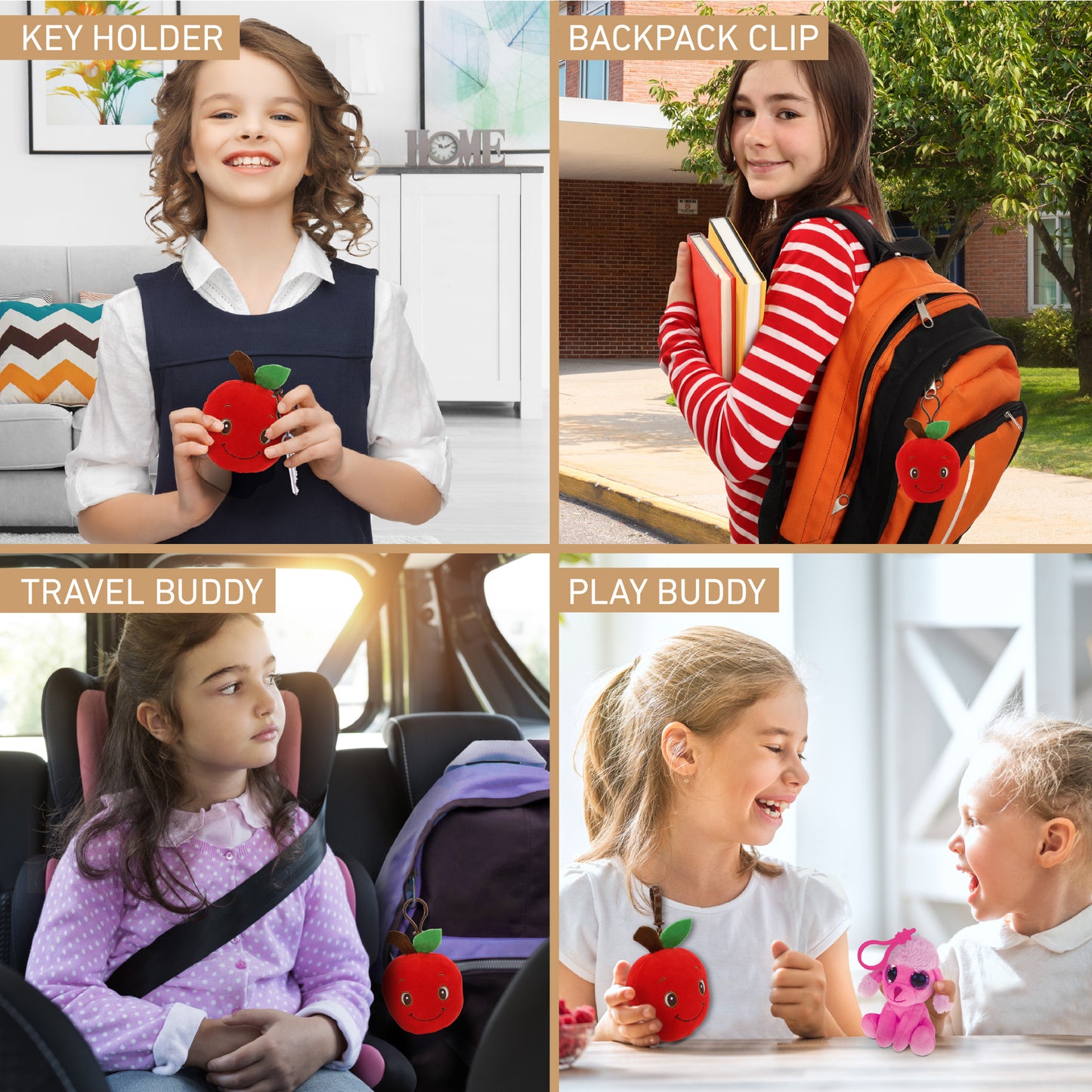 SNUG-MOOSHIES PLUSH CLIPS - APPLE