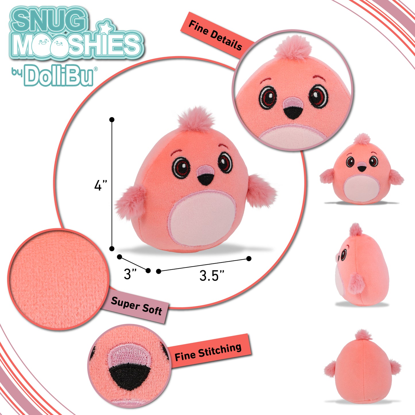 SNUG-MOOSHIES PLUSH - FLAMINGO 4"