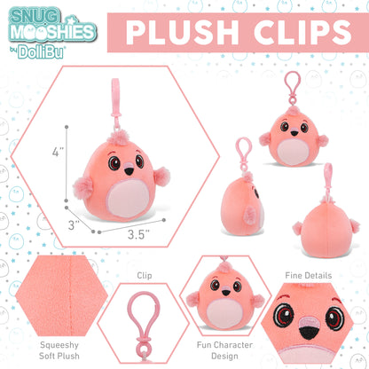 SNUG-MOOSHIES PLUSH CLIPS - FLAMINGO