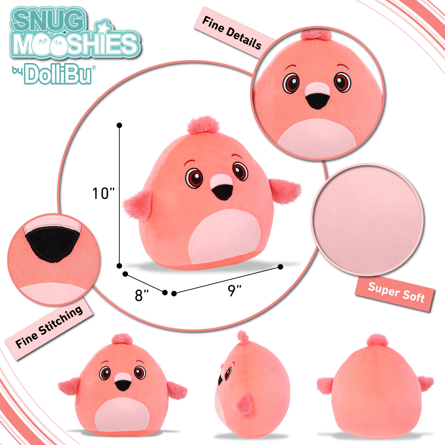 SNUG-MOOSHIES PLUSH - FLAMINGO 10"