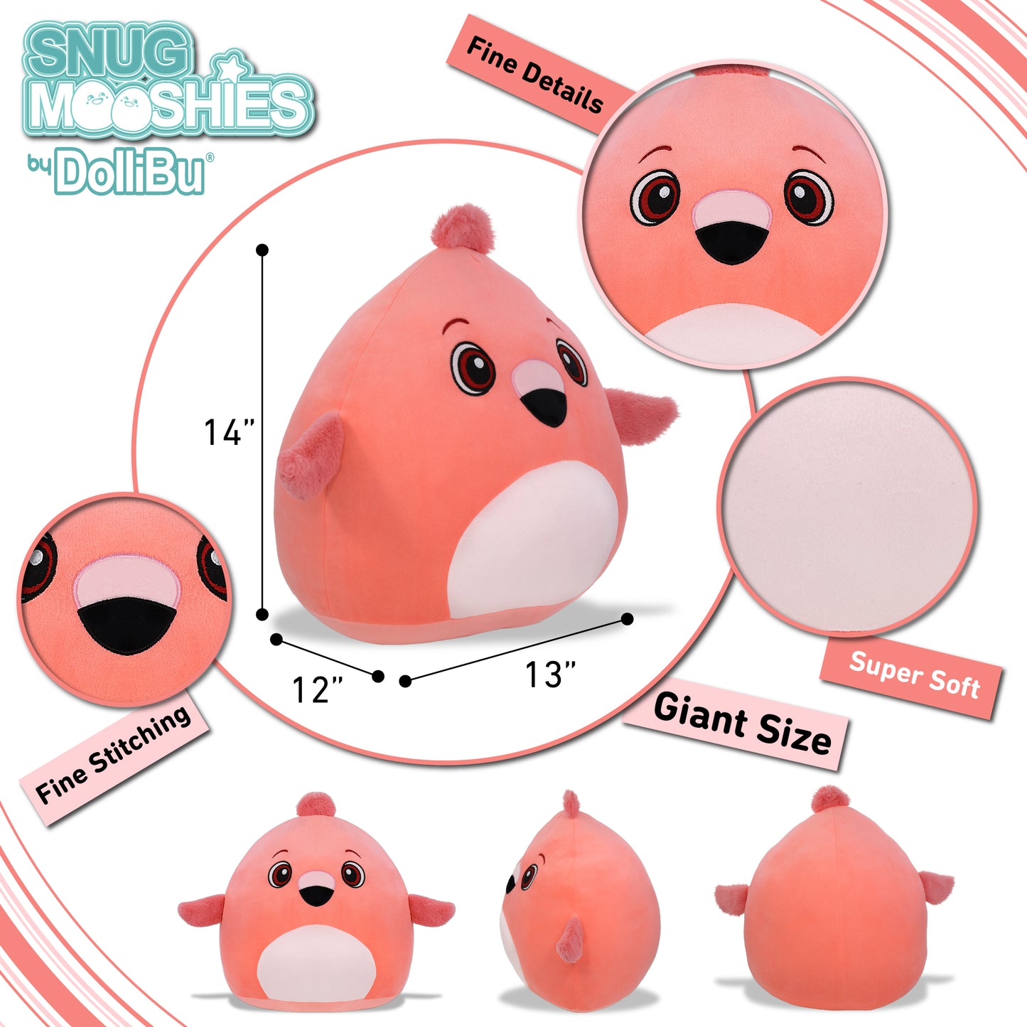 SNUG-MOOSHIES PLUSH - FLAMINGO 14"