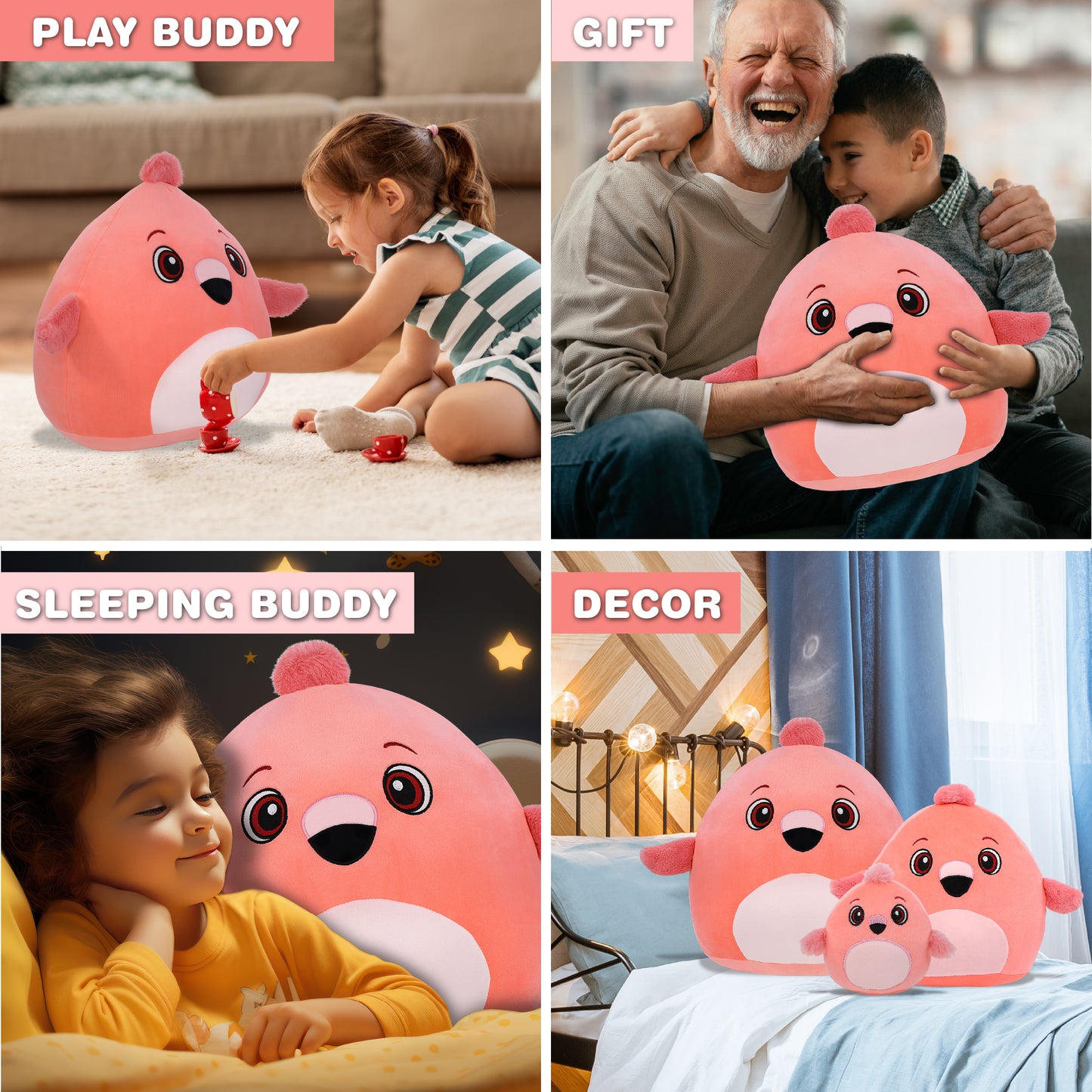 SNUG-MOOSHIES PLUSH - FLAMINGO 14"