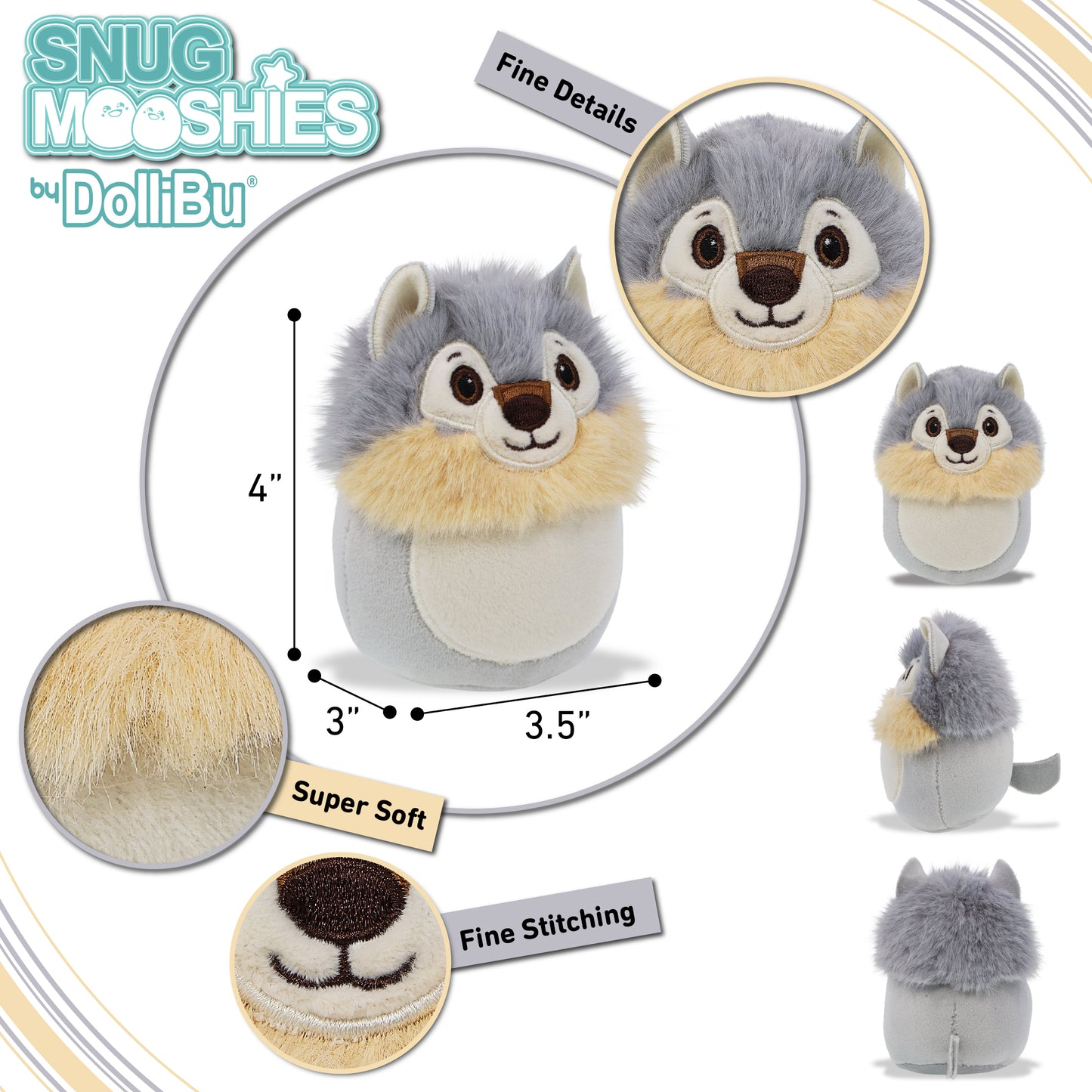 SNUG-MOOSHIES PLUSH - WOLF 4"