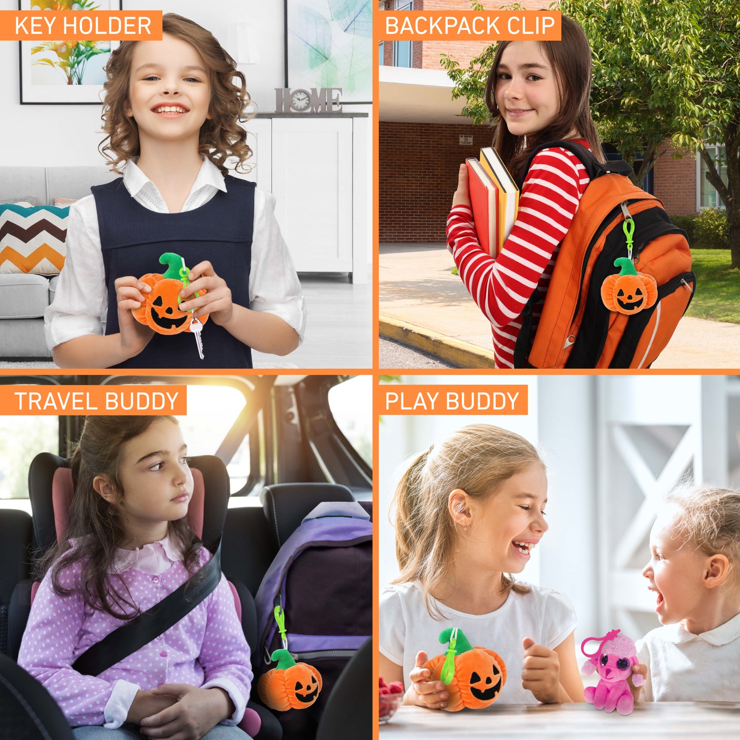 SNUG-MOOSHIES PLUSH CLIPS - JACK-O-LANTERN