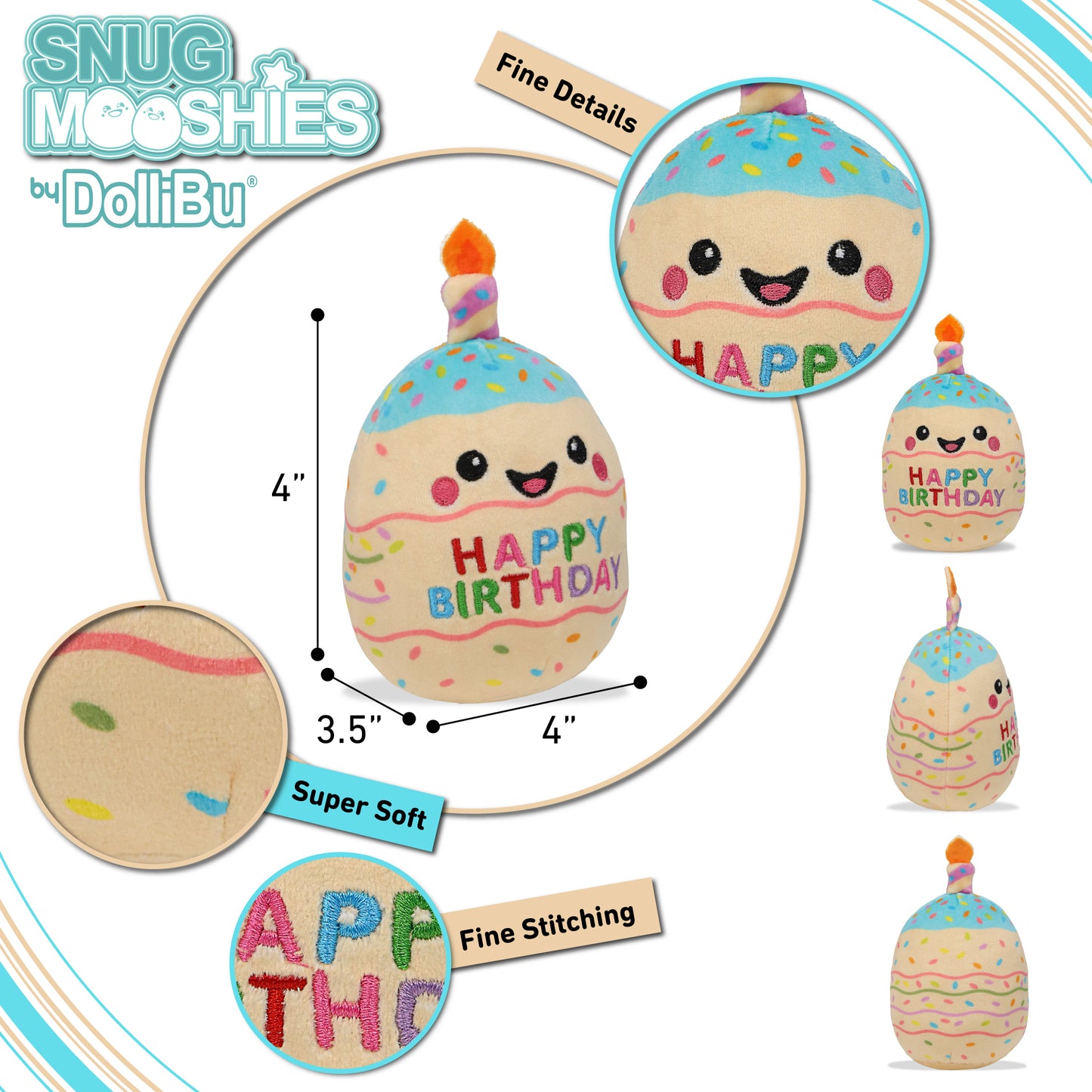 SNUG-MOOSHIES PLUSH - BIRTHDAY CAKE 4"