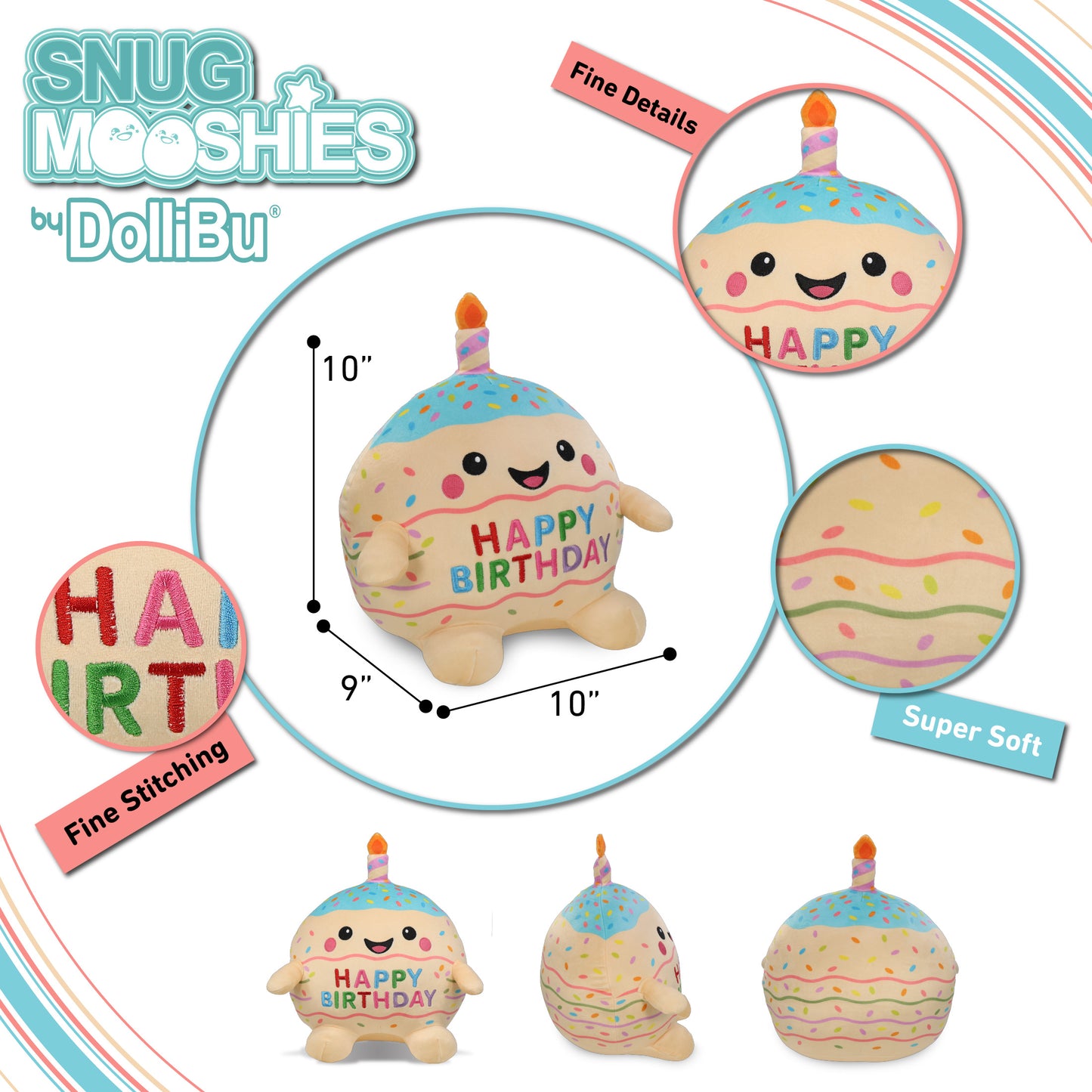 SNUG-MOOSHIES PLUSH - BIRTHDAY CAKE 10"
