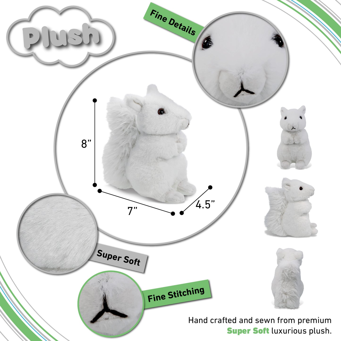 SUPER SOFT PLUSH - WHITE SQUIRREL 8"