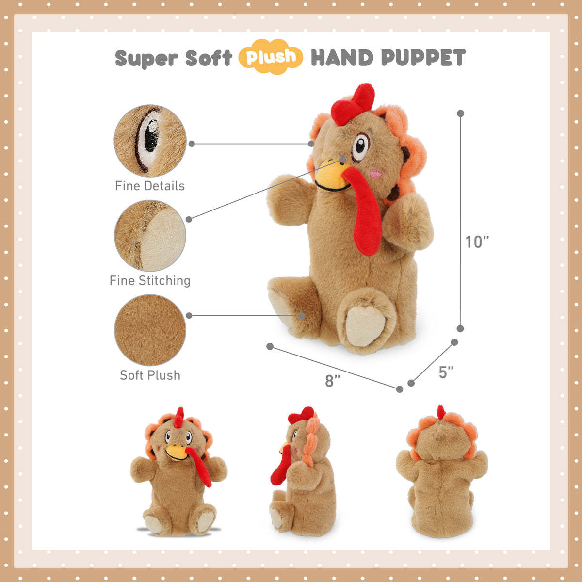SUPER SOFT PLUSH HAND PUPPET - TURKEY