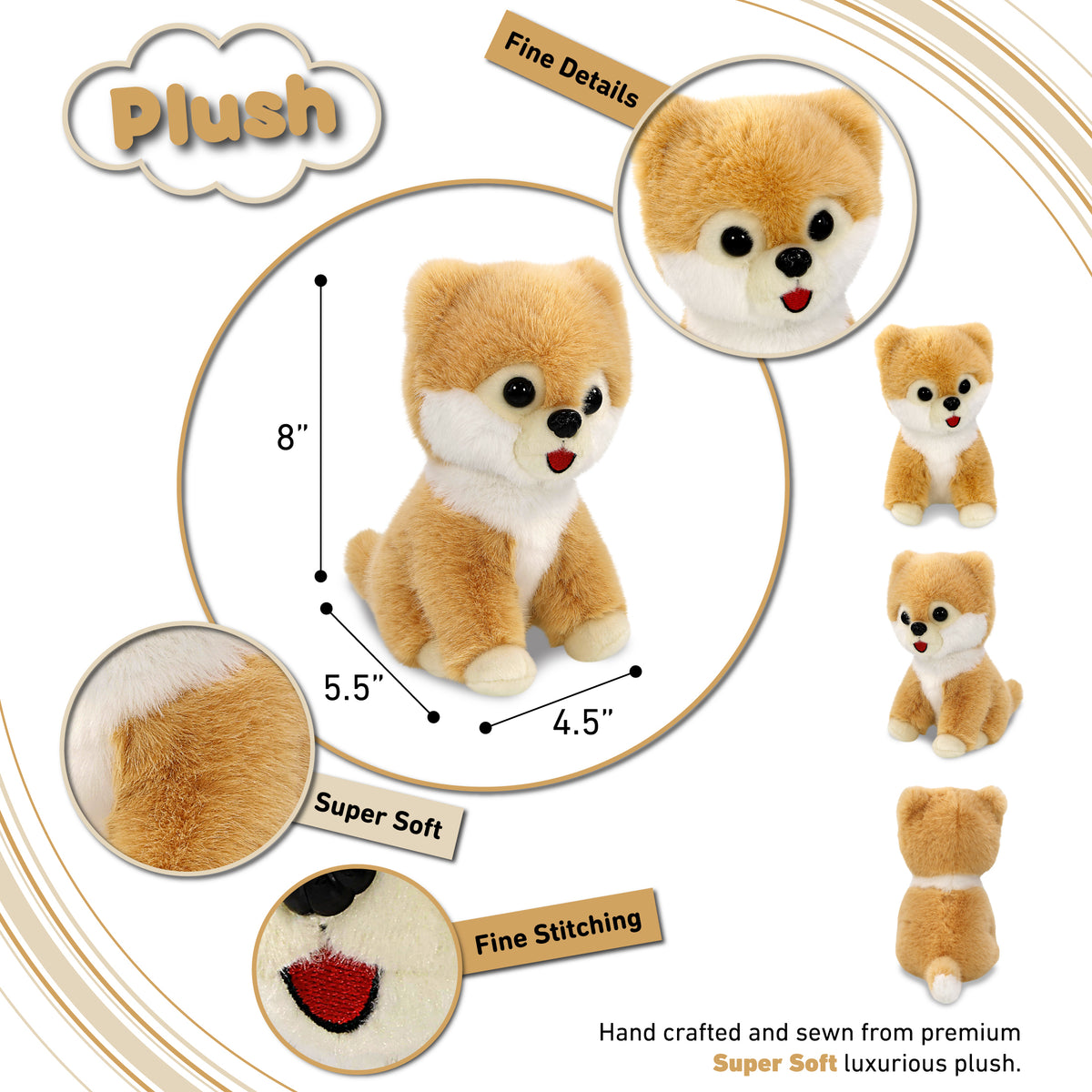 SUPER SOFT PLUSH - POMERANIAN DOG 8"