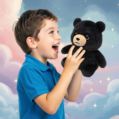 FUZZY PLUSH - BLACK BEAR 8"