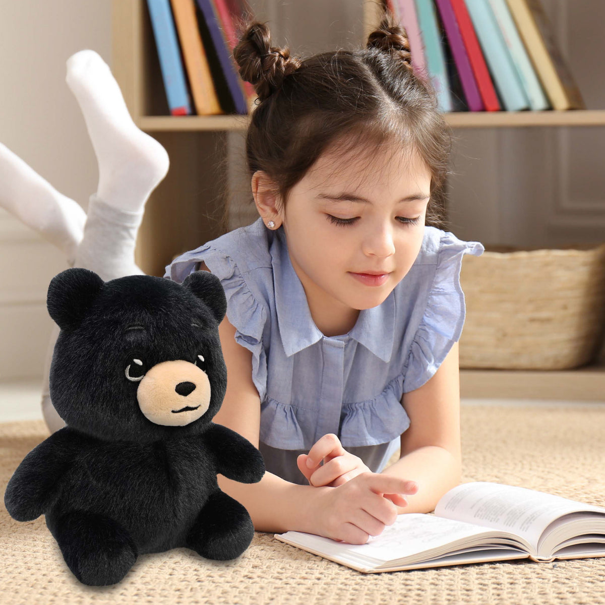 FUZZY PLUSH - BLACK BEAR 8"