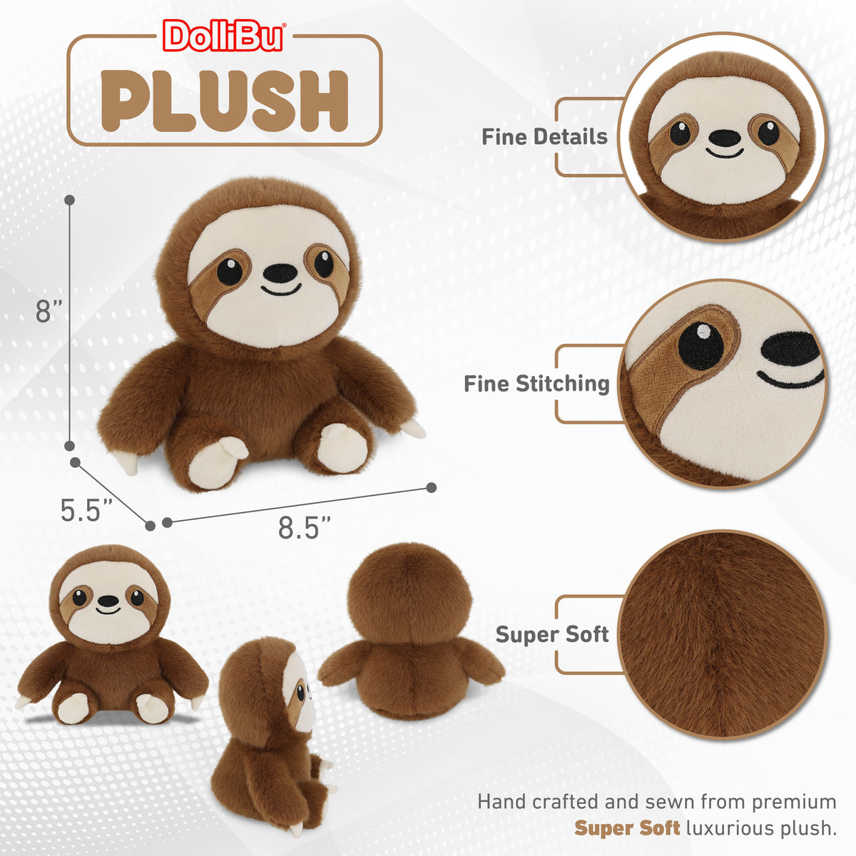 FUZZY PLUSH - SLOTH 8"