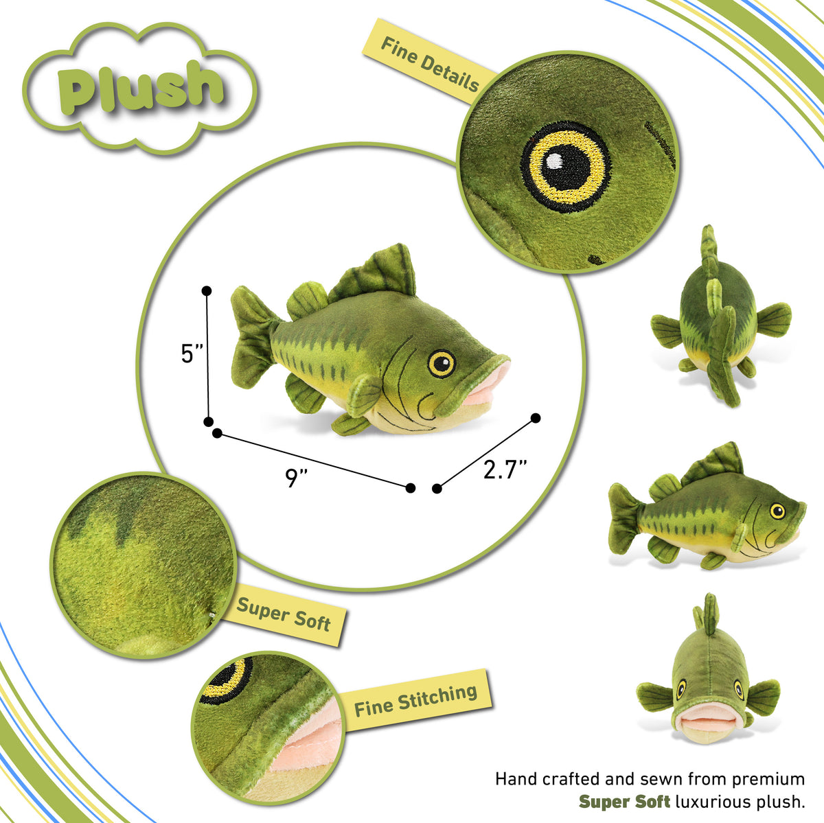 PLUSH - BASS FISH 9"