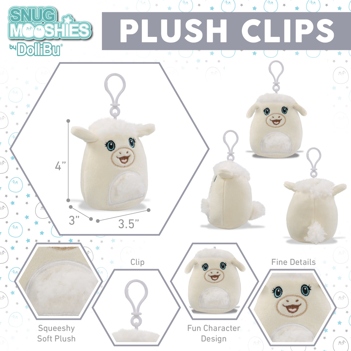 SNUG-MOOSHIES PLUSH CLIPS - LAMB