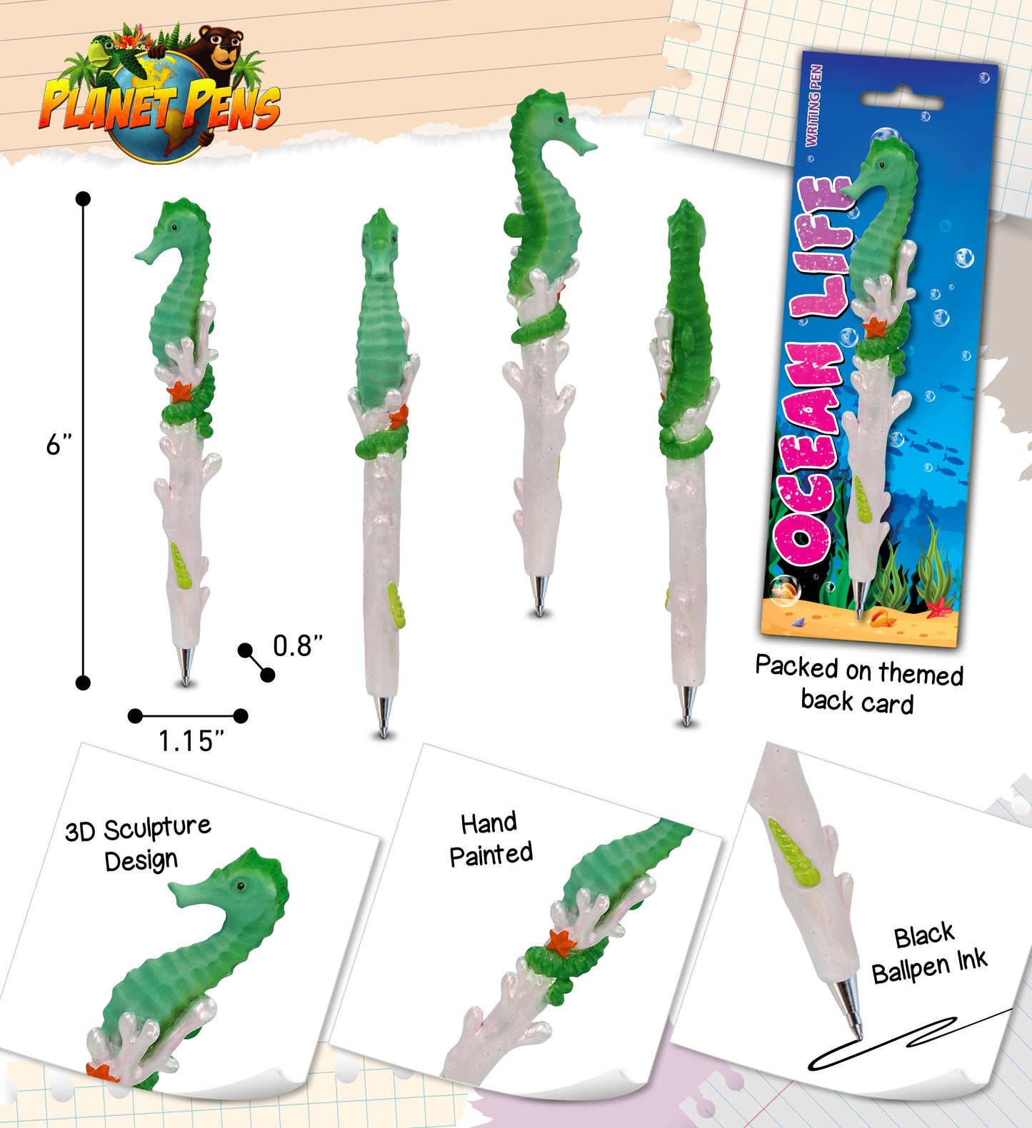PLANET PEN - GREEN SEAHORSE