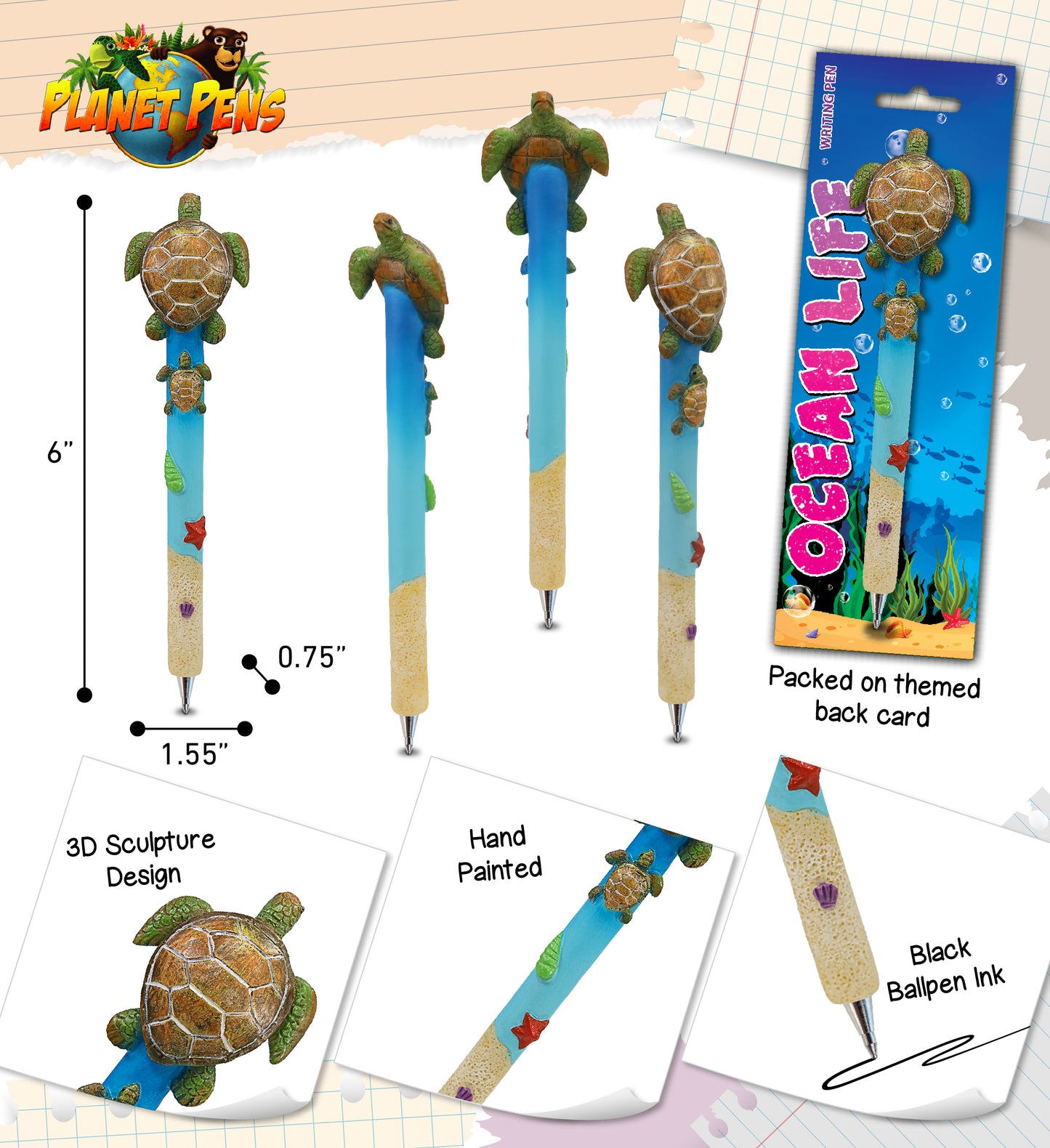 PLANET PEN - SEA TURTLE WITH BABY