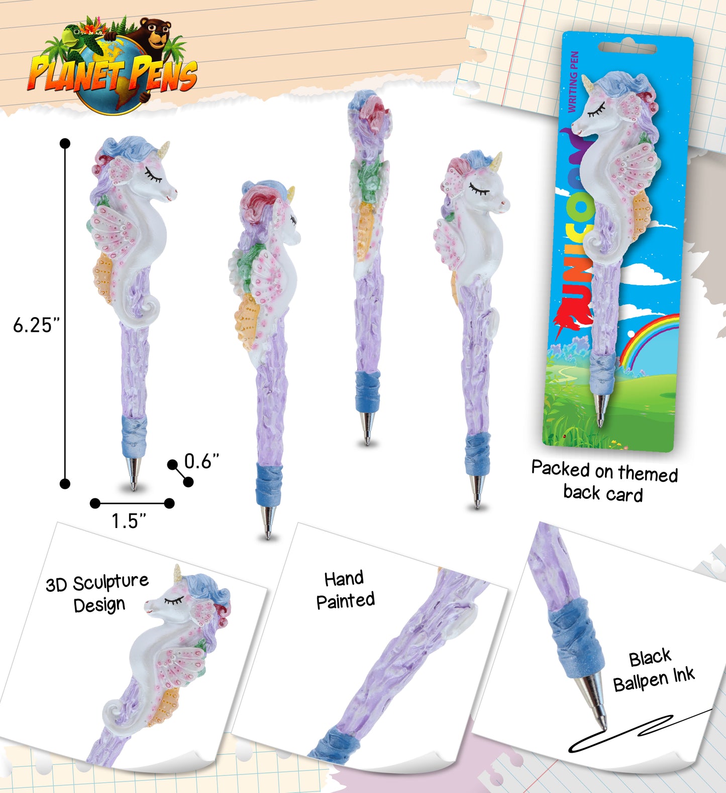 PLANET PEN - SPARKLE SEAHORSE UNICORN