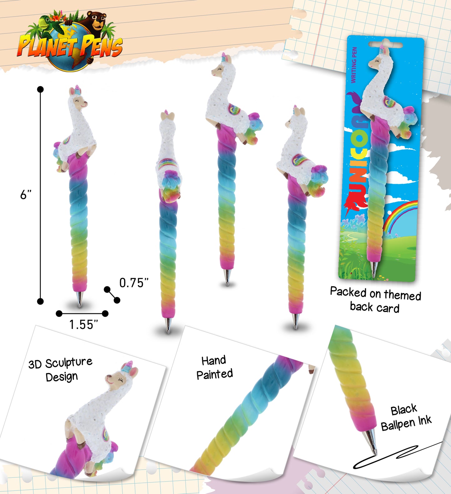 PLANET PEN - RAINBOW LLAMACORN