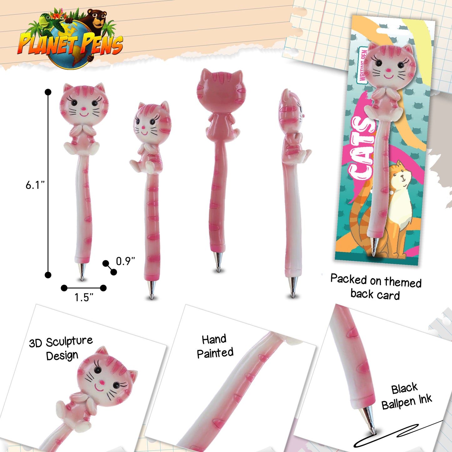 PLANET PEN - CATS - PINK CAT