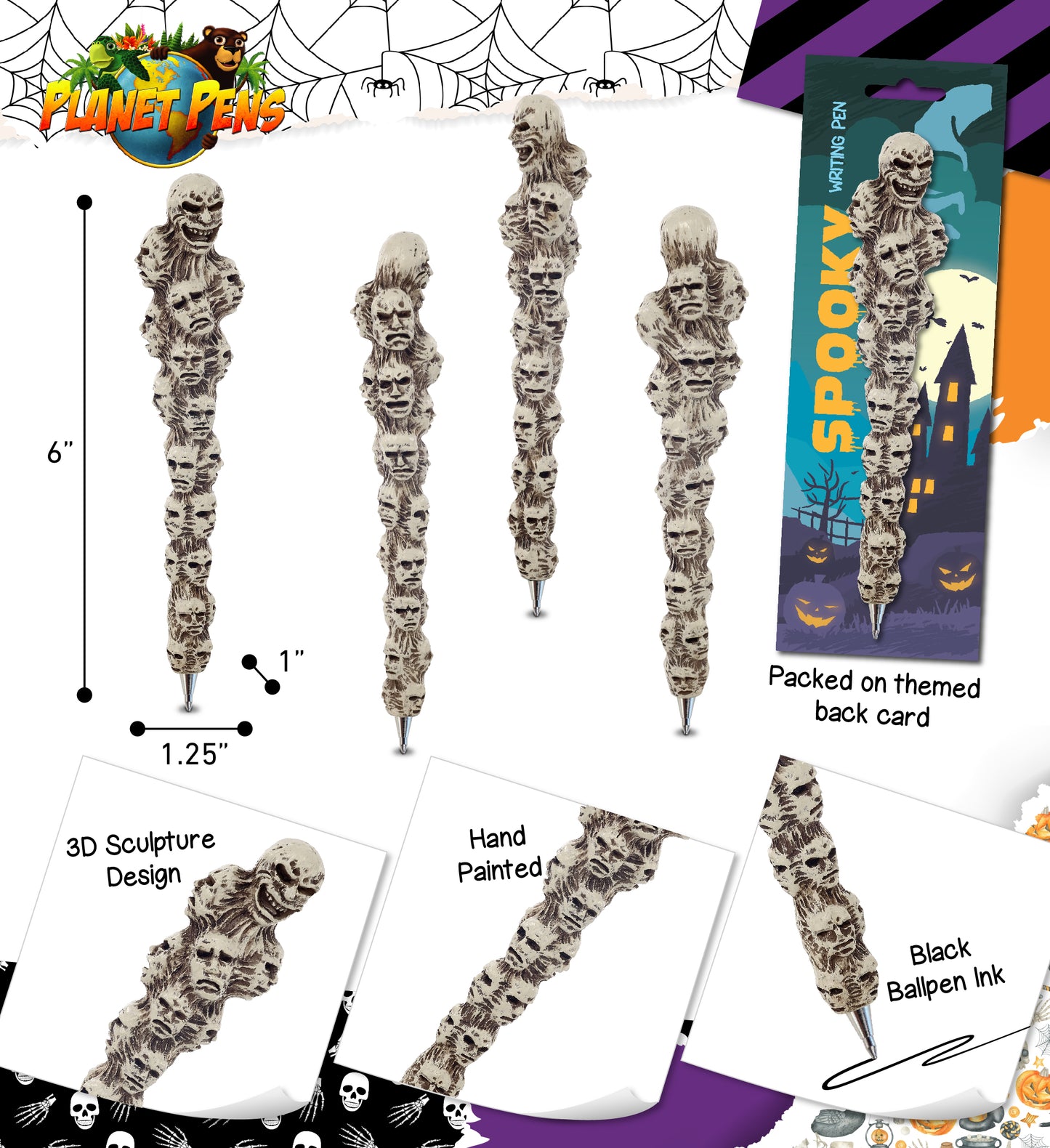 Planet Pens Spooky Demon Souls Writing Pen - Ballpoint Pen for Kids and Adults