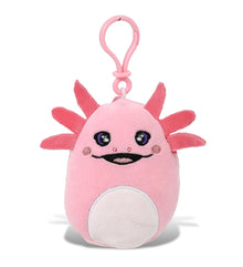 Snug-Mooshies Squishie Plush Pink Keychain for Backpack, Purse, 4 Inch, Axolotl