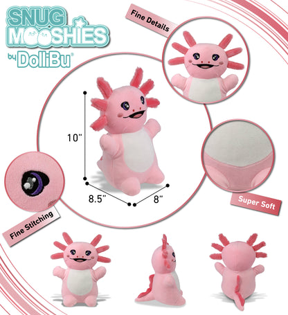 DolliBu Snug-Mooshies Standing Axolotl Stuffed Animal Plush Toy - 10 Inches