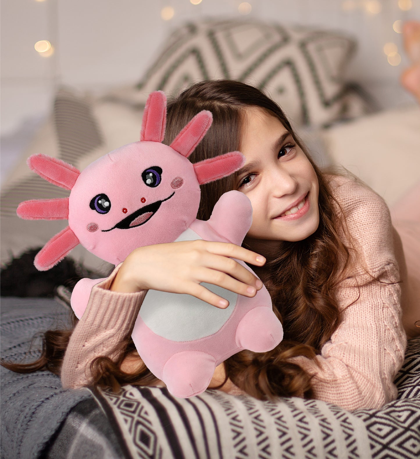 DolliBu Snug-Mooshies Standing Axolotl Stuffed Animal Plush Toy - 10 Inches