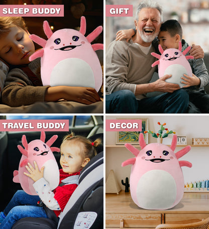 DolliBu Snug-Mooshies Axolotl Stuffed Animal Medium Huggable Plush Toy, 10 Inch
