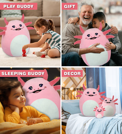 DolliBu Snug Mooshies Axolotl Large Stuffed Animal Plush Toy - 17 inches