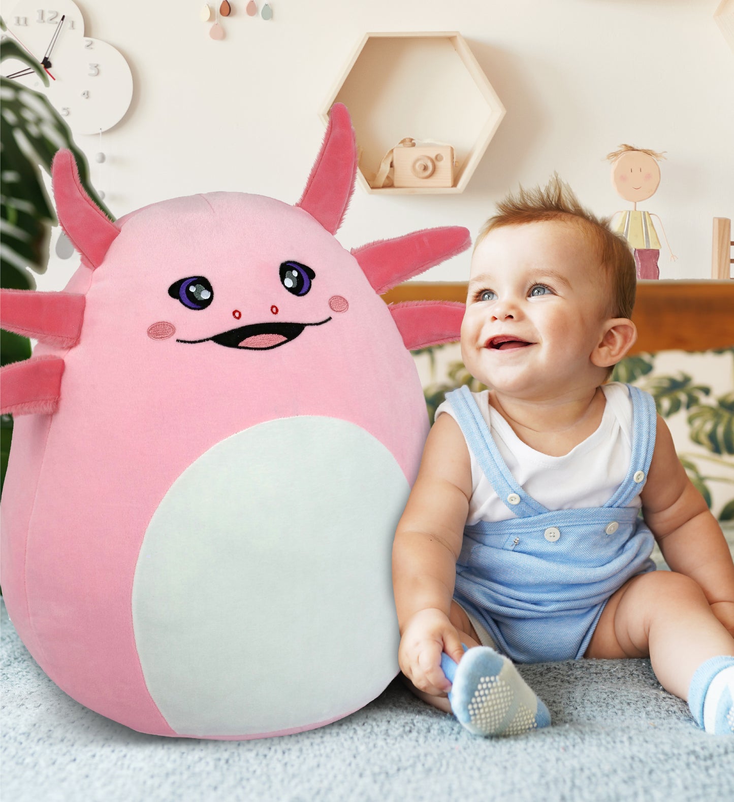 DolliBu Snug Mooshies Axolotl Large Stuffed Animal Plush Toy - 17 inches