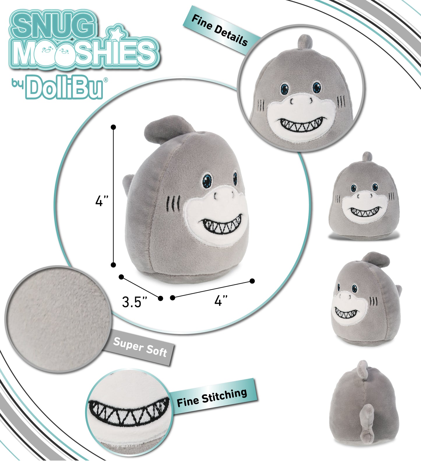 SNUG-MOOSHIES PLUSH - SHARK 4"
