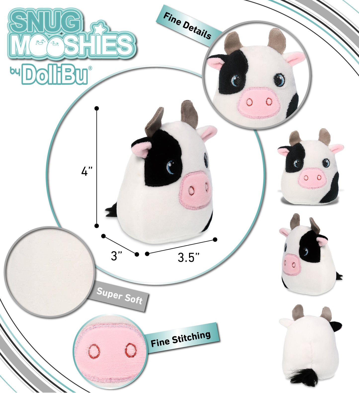 SNUG-MOOSHIES PLUSH - COW 4"