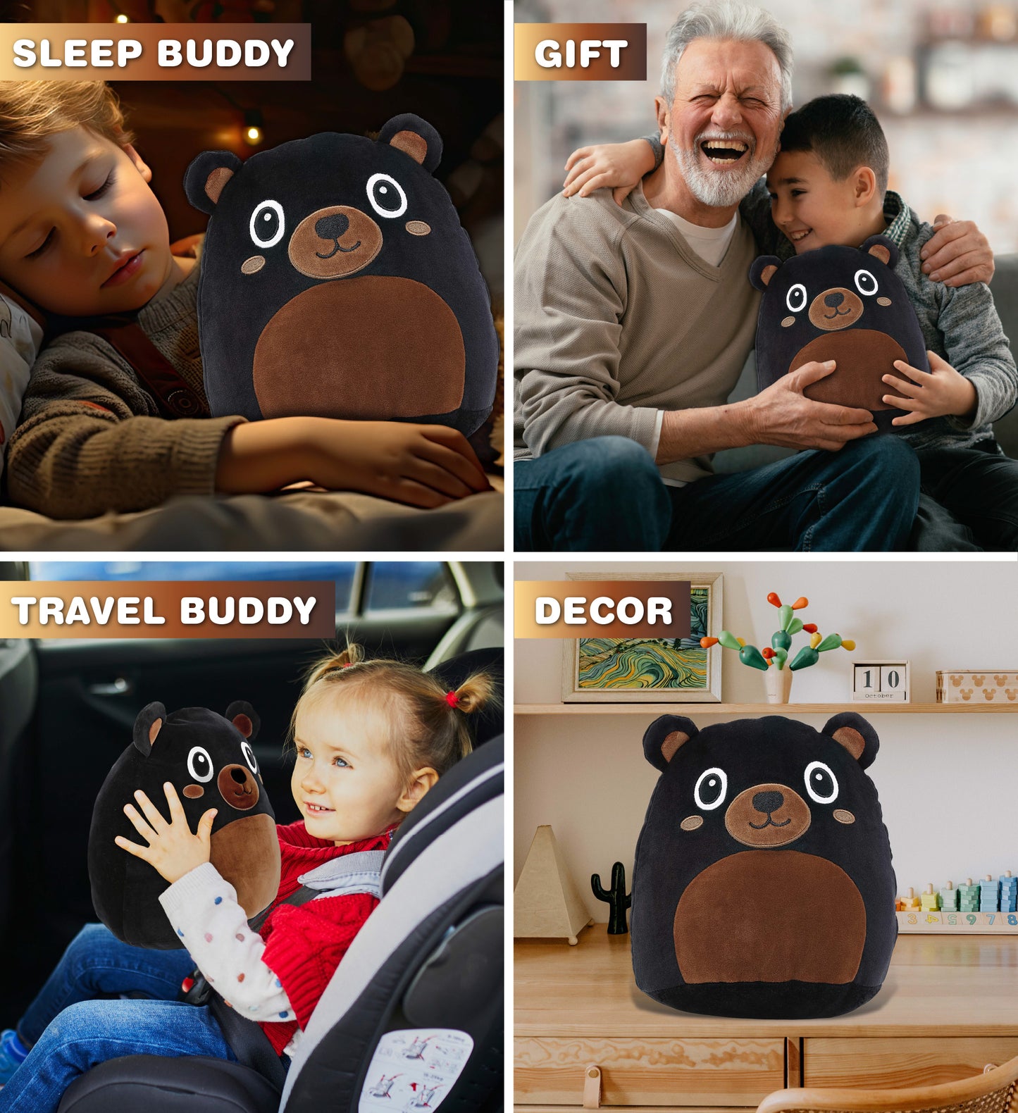 SNUG-MOOSHIES PLUSH - BLACK BEAR 10"