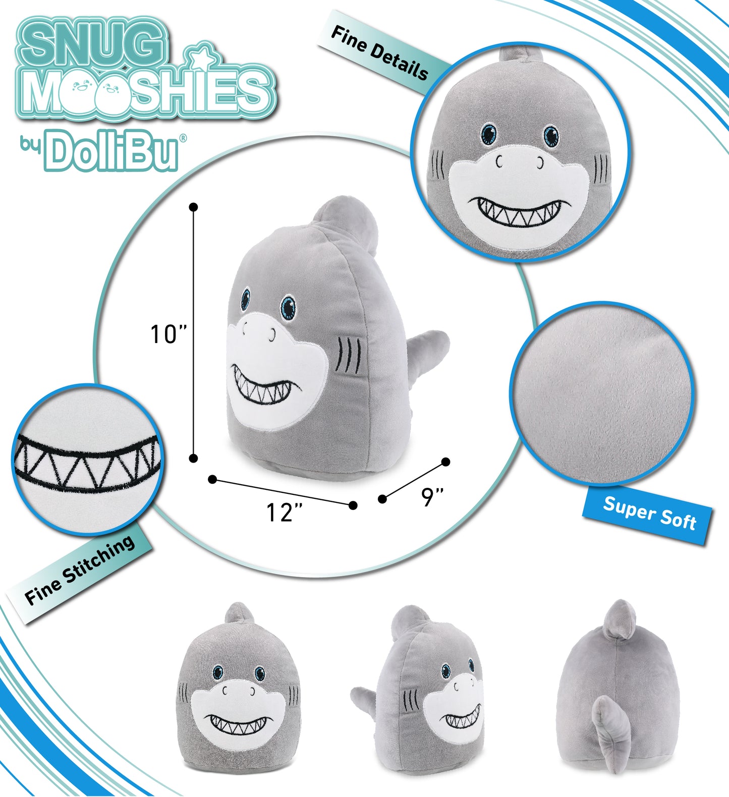 SNUG-MOOSHIES PLUSH - SHARK 10"