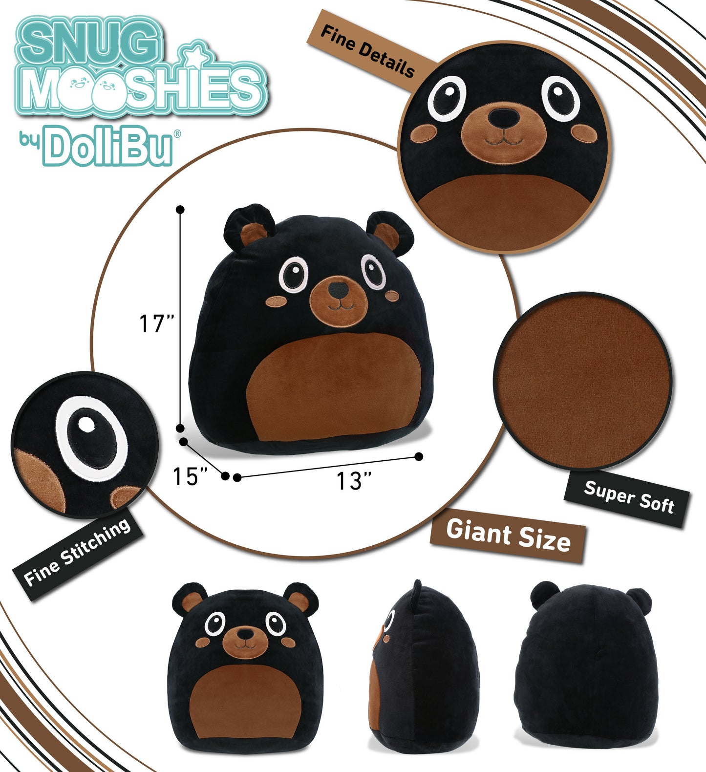 SNUG-MOOSHIES PLUSH - BLACK BEAR 17"