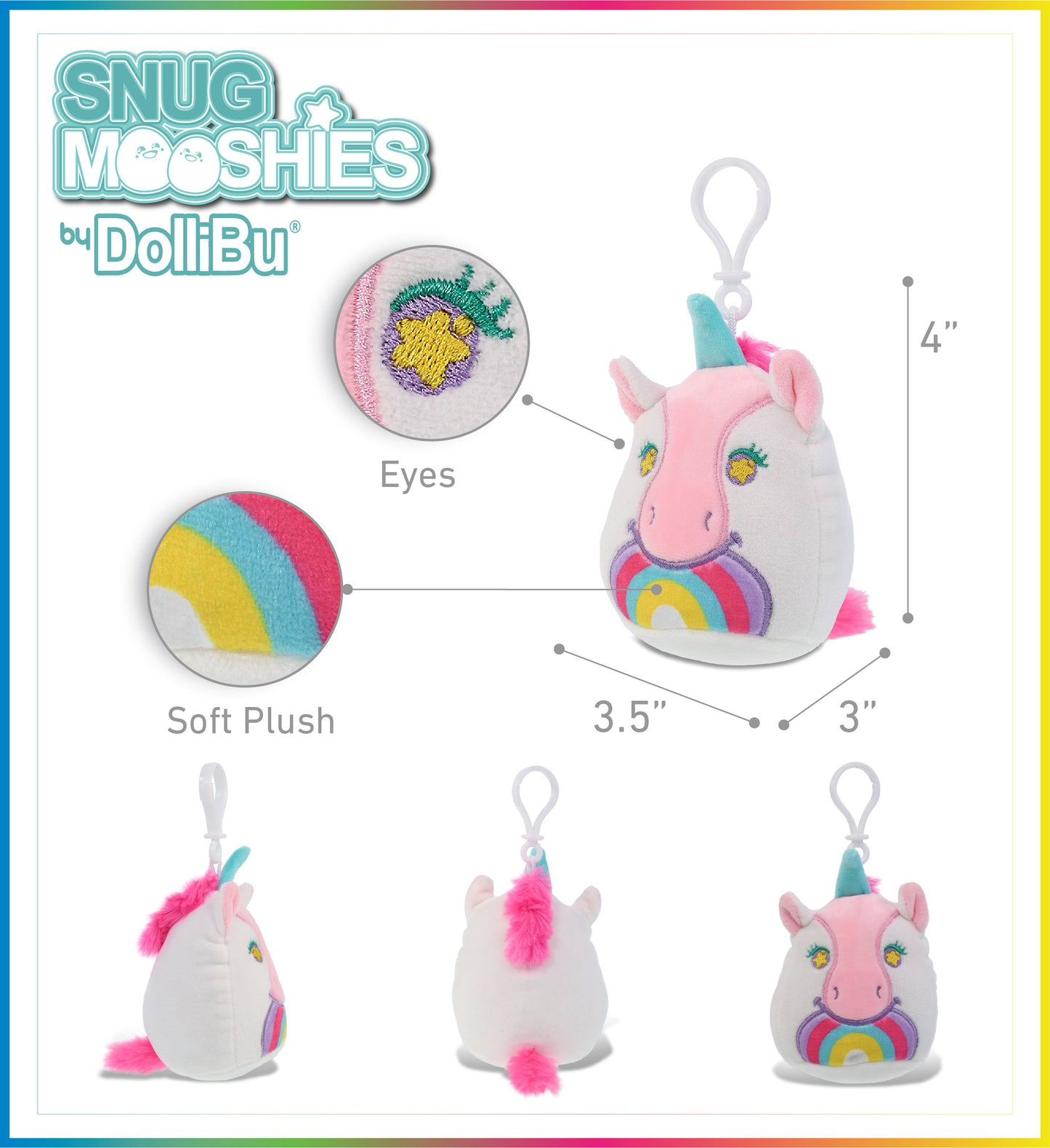 SNUG-MOOSHIES PLUSH CLIPS - UNICORN
