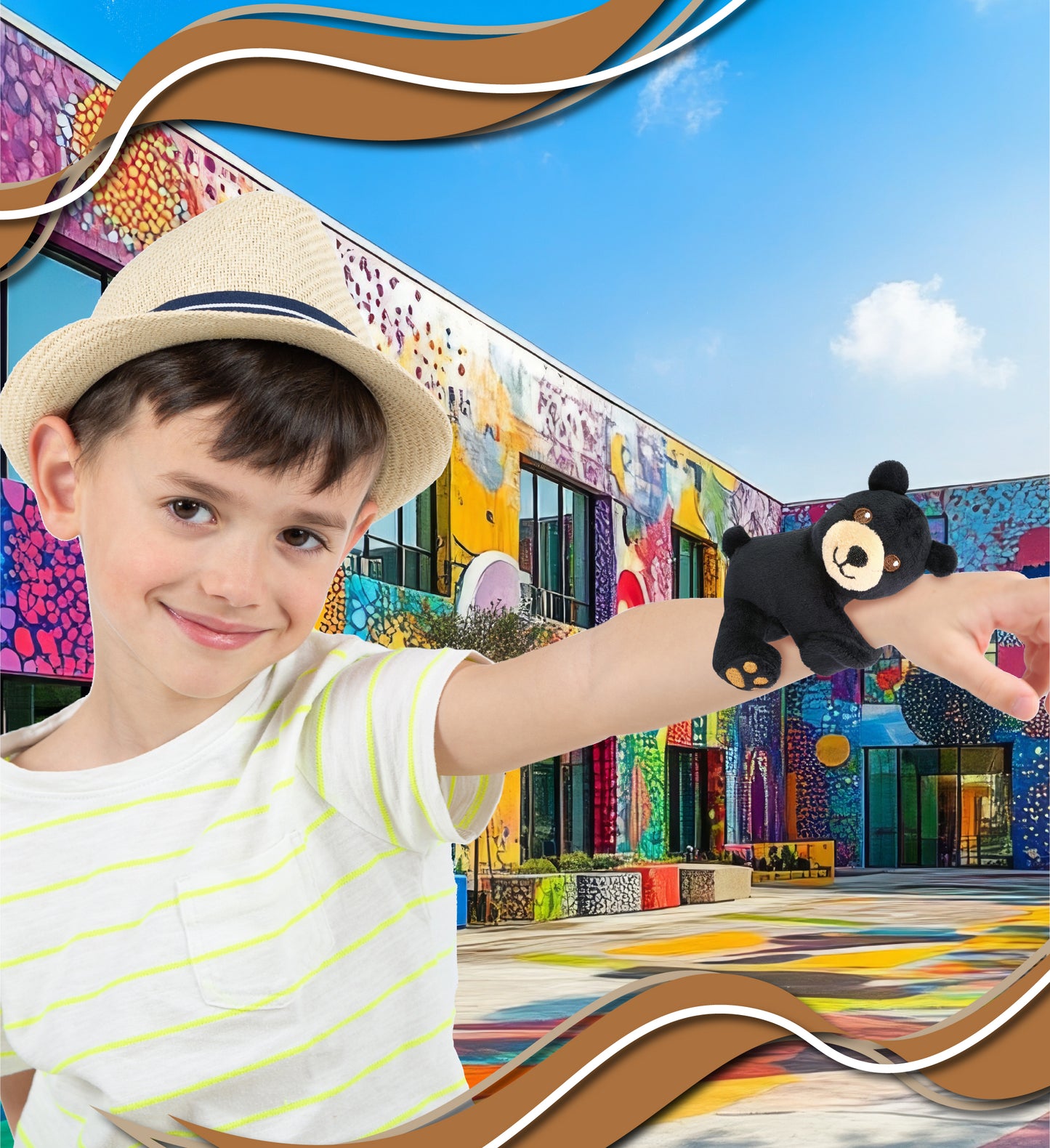 SLAP BRACELET PLUSH - BLACK BEAR