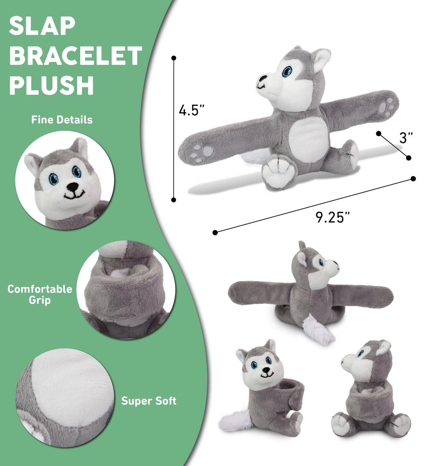 SLAP BRACELET PLUSH - WOLF