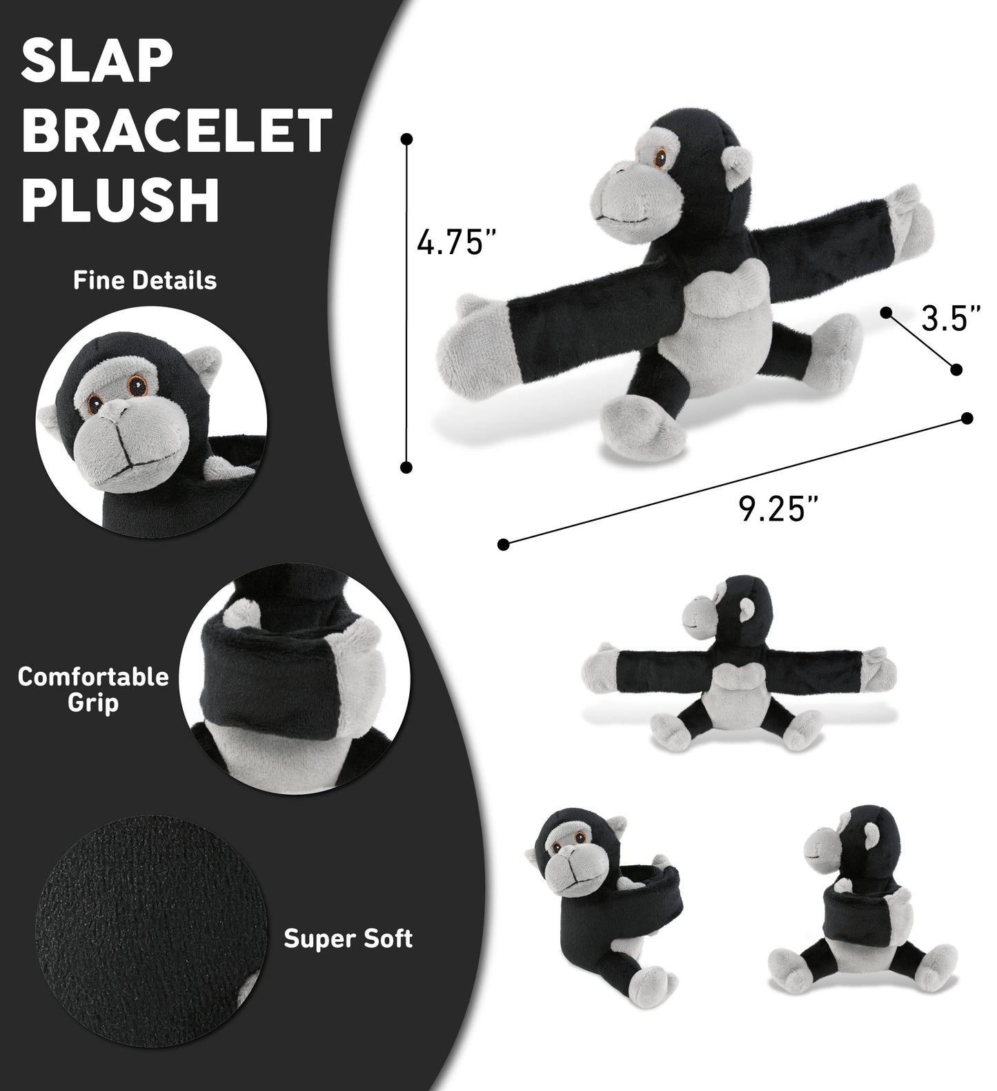 SLAP BRACELET PLUSH - GORILLA