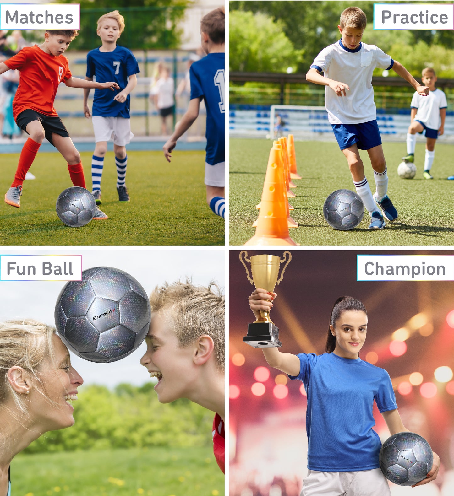 SOCCER BALL - SILVER MODERN PATTERN - SIZE 4