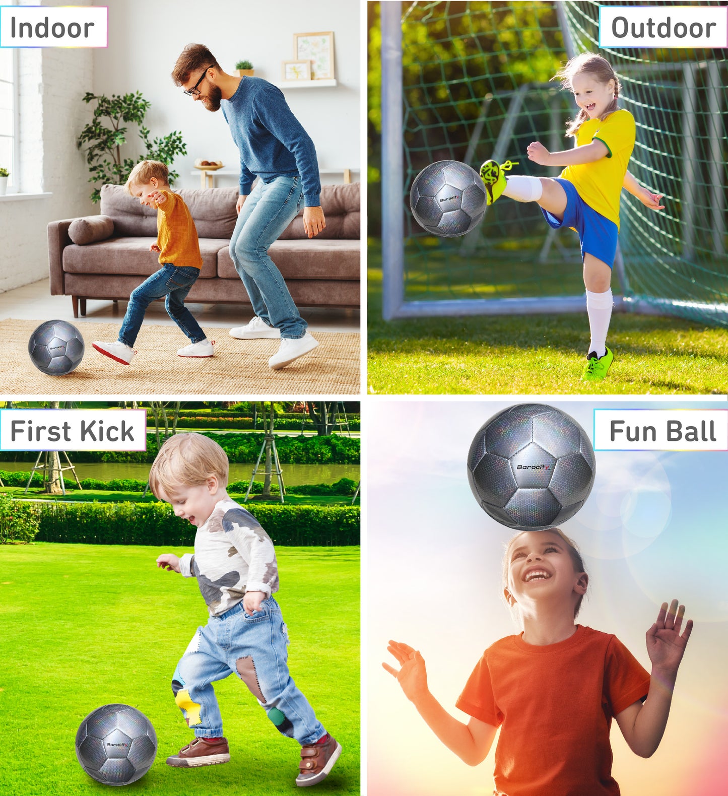 SOCCER BALL - SILVER MODERN PATTERN - SIZE 3