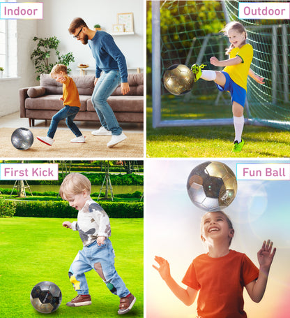 SOCCER BALL - MIX SILVER, BLACK, & GOLD MODERN PATTERN - SIZE 3
