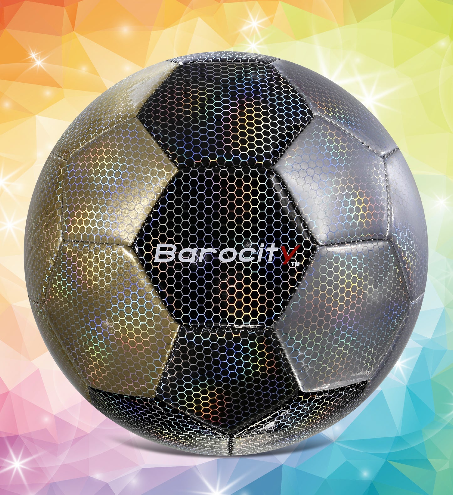 SOCCER BALL - MIX SILVER, BLACK, & GOLD MODERN PATTERN - SIZE 3