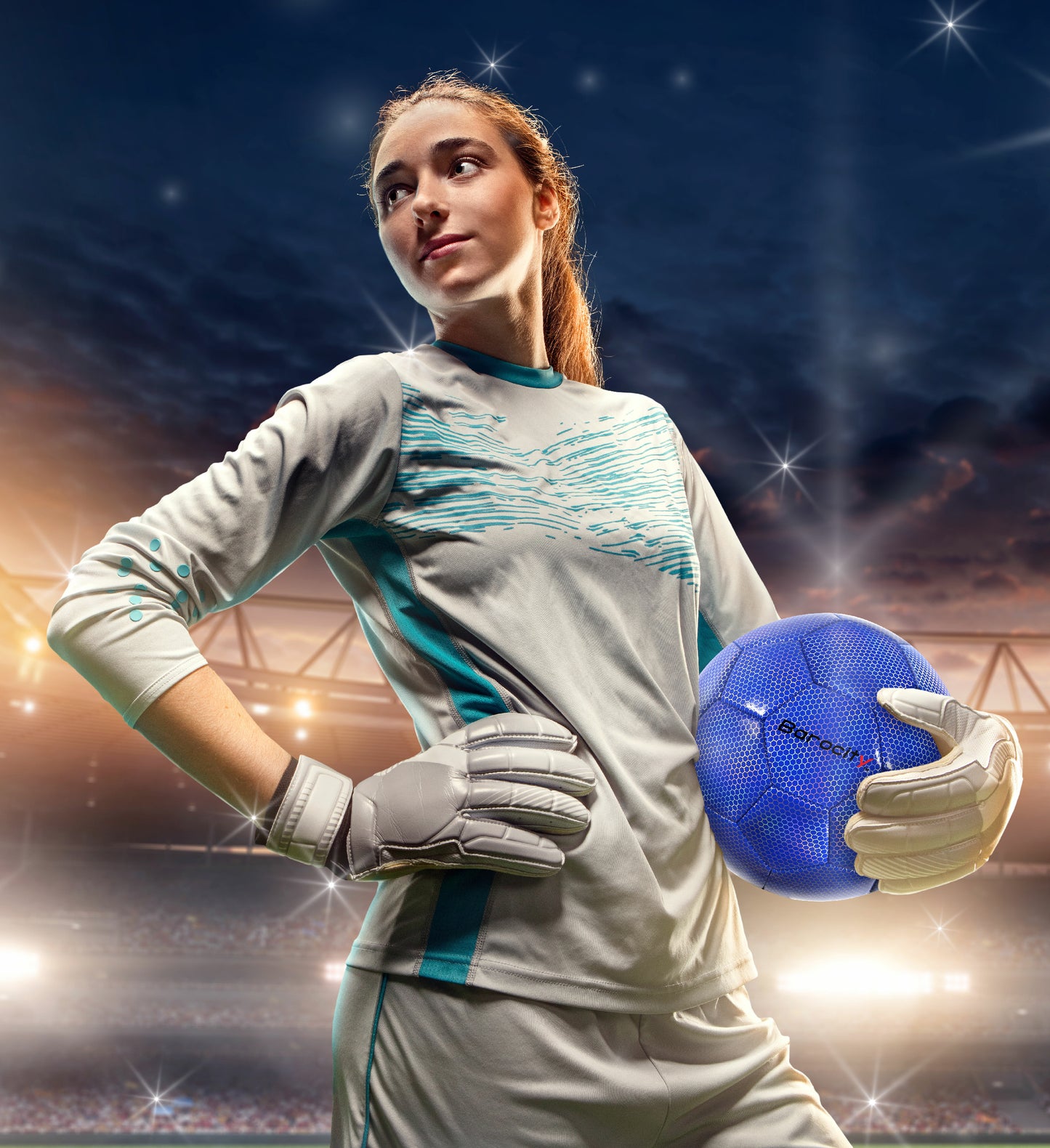 SOCCER BALL - BLUE MODERN PATTERN - SIZE 5