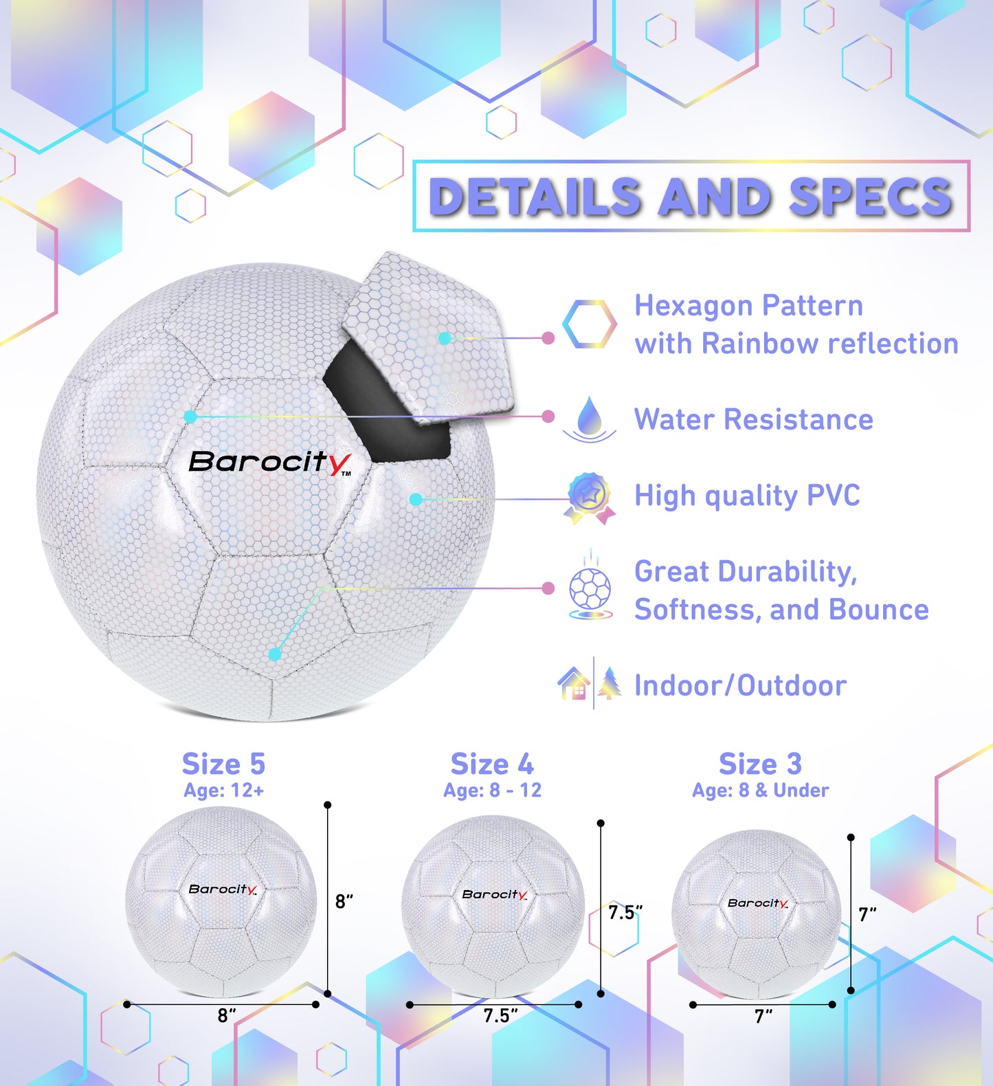 SOCCER BALL - WHITE MODERN PATTERN - SIZE 5