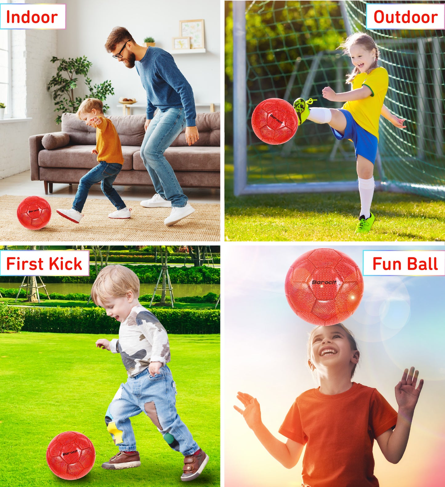 SOCCER BALL - RED MODERN PATTERN - SIZE 3