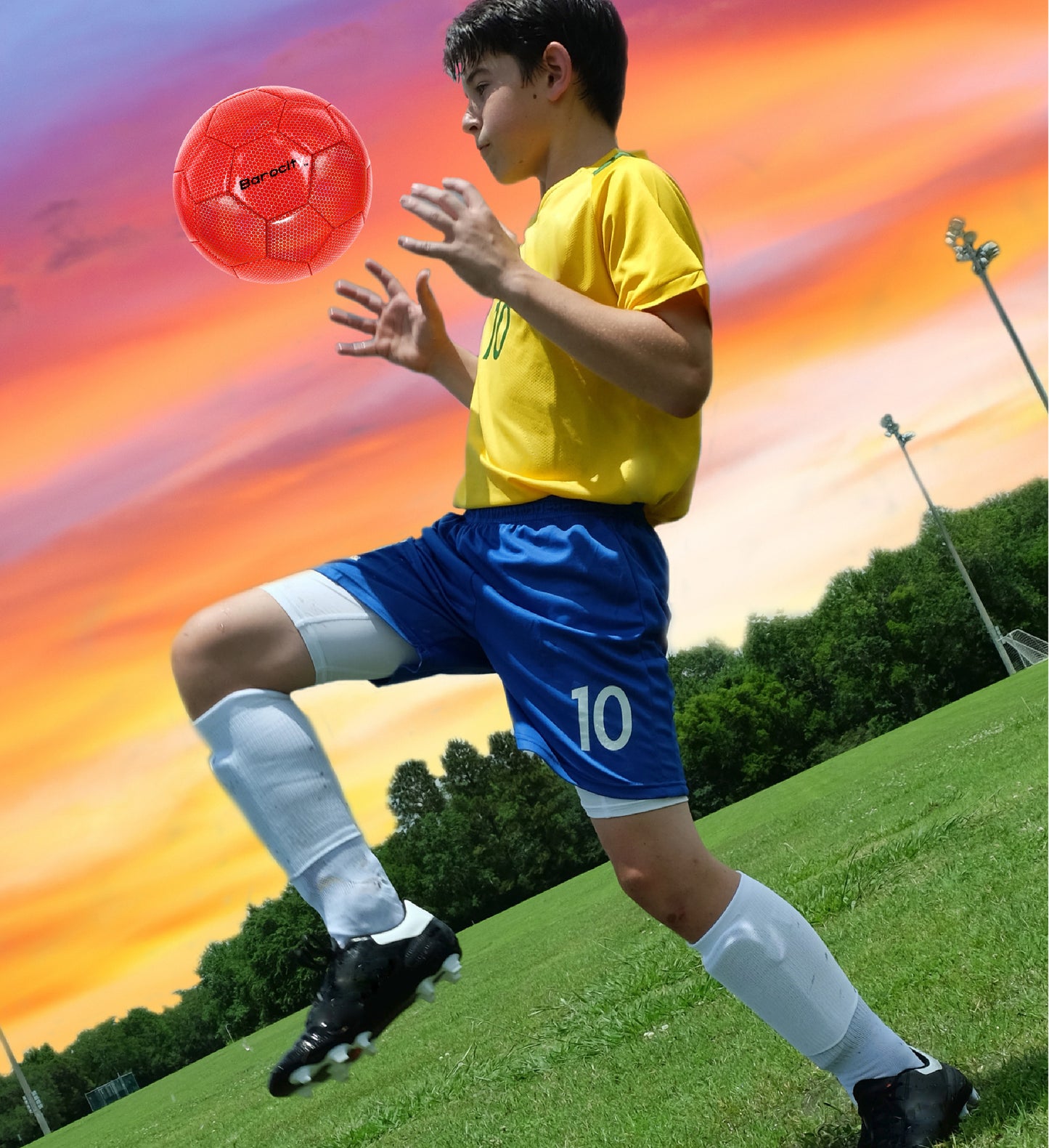 SOCCER BALL - RED MODERN PATTERN - SIZE 4