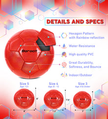 SOCCER BALL - RED MODERN PATTERN - SIZE 5