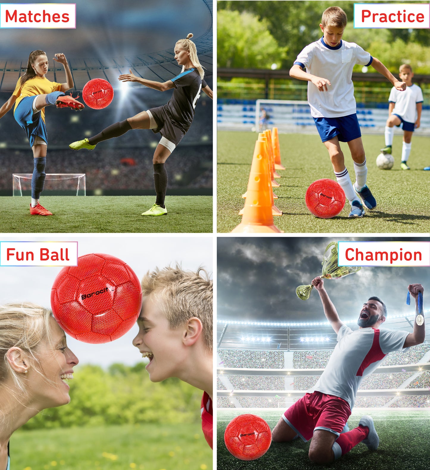 SOCCER BALL - RED MODERN PATTERN - SIZE 5